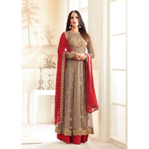 Brown Bridal Gown Pakistani Designer Evening Suit