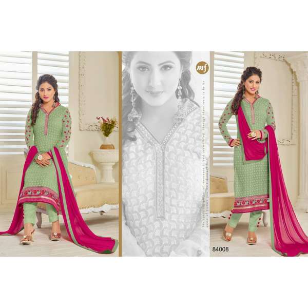 Green Hina Khan Embroidered Dress Kurti Readymade Suit