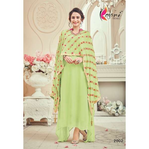 Green Cape Dress Indian Suit Maxi Gown